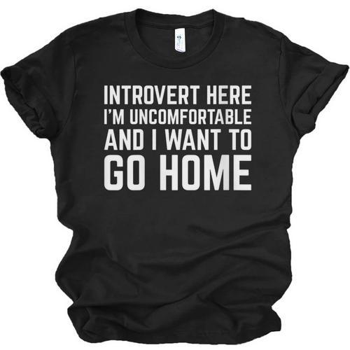 Introvert I Want To Go Home Homebody Loner Humor Unisex Jersey T-Shirt - Raresse