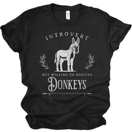 Introvert But Willing To Discuss Donkeys Vintage Retro Unisex Jersey T-Shirt - Raresse