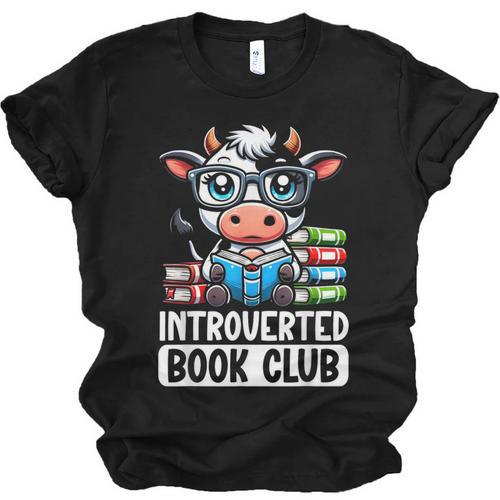 Introverted Book Club Reading Lover Cow Unisex Jersey T-Shirt - Bookorys