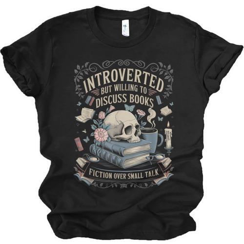 Introverted But Willing To Discuss Books Club Cozy Aesthetic Unisex Jersey T-Shirt - Bookorys