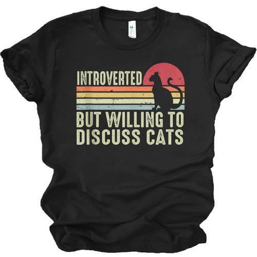 Introverted But Willing To Discuss Cats Kitten Pet Lover Unisex Jersey T-Shirt - Raresse