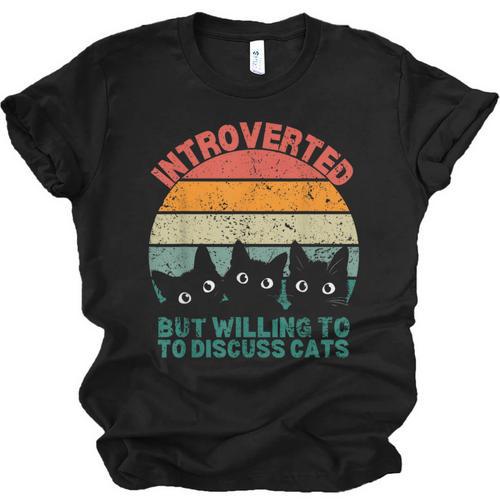 Introverted But Willing To Discuss Cats Unisex Jersey T-Shirt - Raresse