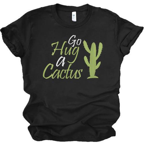 Introverts Sassy Saying Sassy Quote No Hugs Go Hug Cactus Unisex Jersey T-Shirt - Raresse