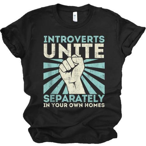 Introverts Unite Separately Introverted Antisocial Unisex Jersey T-Shirt - Raresse