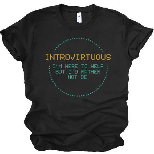 Introvirtuous Retro Pixel Funny Introvert Quote Unisex Jersey T-Shirt - Raresse