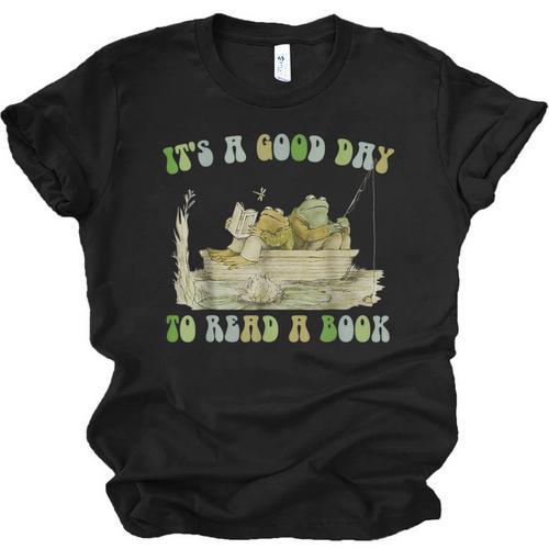 It's A Good Day To Read A Book Shirt Frog Reading Book Unisex Jersey T-Shirt - Bookorys UK