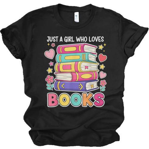 Just A Girl Who Loves Books Reading Library Unisex Jersey T-Shirt - Bookorys CA