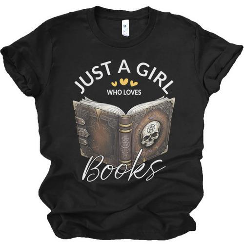 Just A Girl Who Loves Books Witchcraft Spell Book Halloween Unisex Jersey T-Shirt - Bookorys