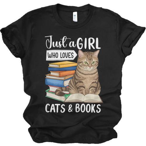 Just a Girl Who Loves Cats And Books Unisex Jersey T-Shirt - Bookorys