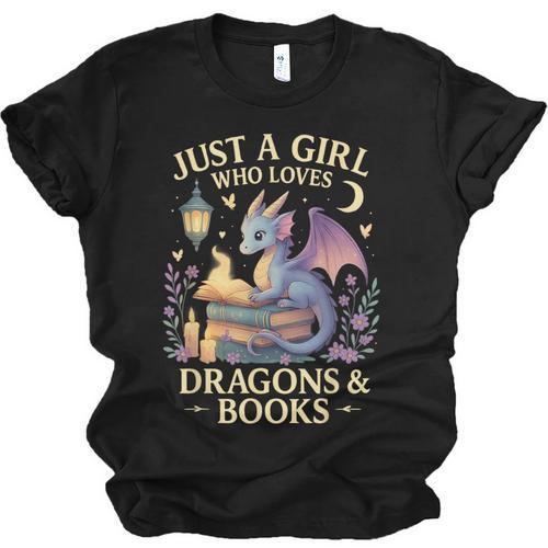 Just a Girl Who Loves Cute Dragons And Books Unisex Jersey T-Shirt - Bookorys AU