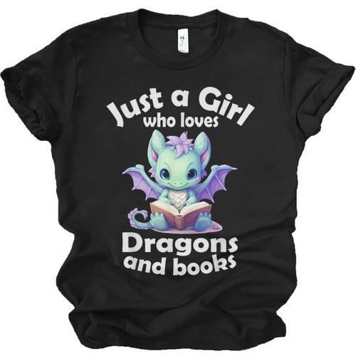 Just a Girl Who Loves Dragons And Books Dragon For Kids Unisex Jersey T-Shirt - Bookorys