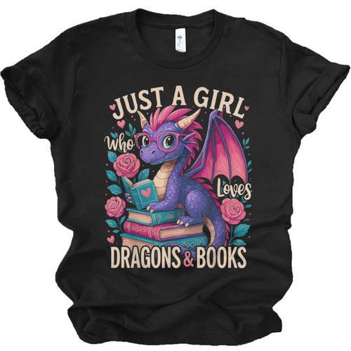 Just a Girl Who Loves Dragons And Books Dragon Unisex Jersey T-Shirt - Bookorys