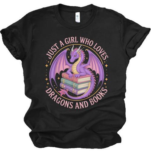 Just A Girl Who Loves Dragons And Books Fantasy Dragon Unisex Jersey T-Shirt - Bookorys
