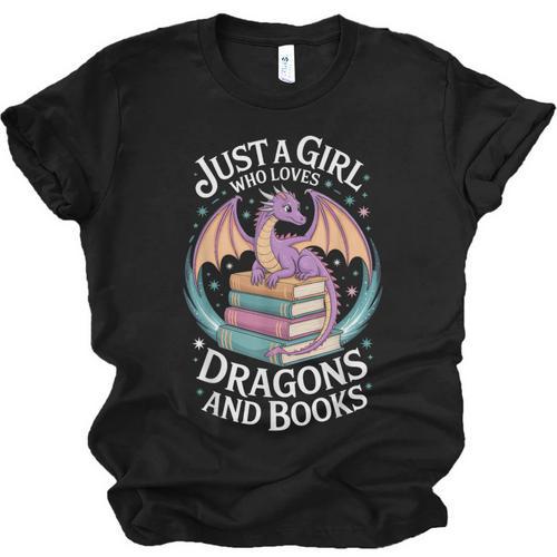 Just A Girl Who Loves Dragons And Books Fantasy Reader Unisex Jersey T-Shirt - Bookorys
