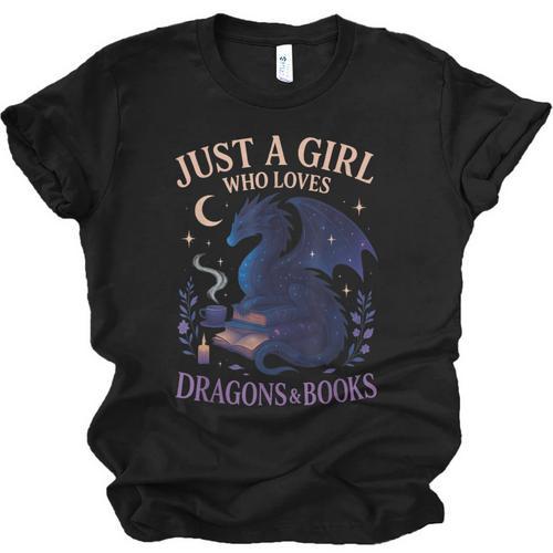 Just a Girl Who Loves Dragons And Books Fantasy Unisex Jersey T-Shirt - Bookorys