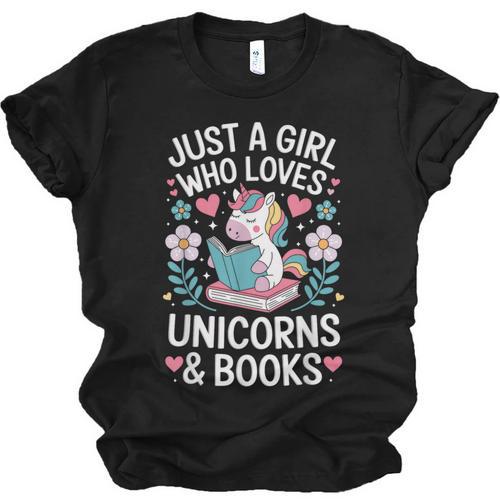 Just a Girl Who Loves Unicorns And Books Unisex Jersey T-Shirt - Bookorys