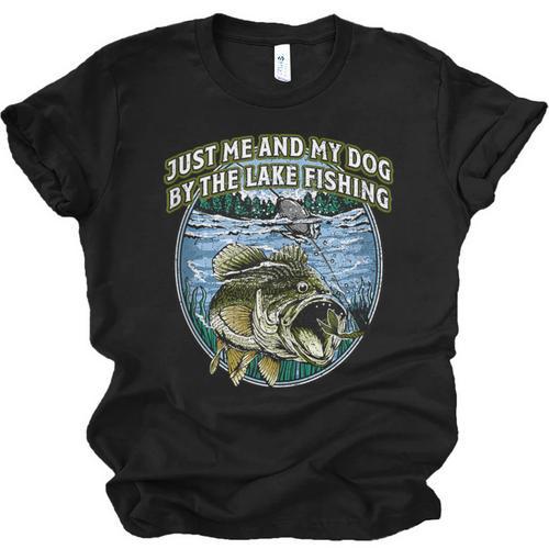 Just Let Me And My Dog By Lake Fishing Introvert Lifestyle Unisex Jersey T-Shirt - Raresse