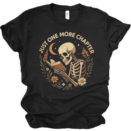 Just One More Chapter Book Lover Bookish Reading Skeleton Unisex Jersey T-Shirt - Bookorys CA