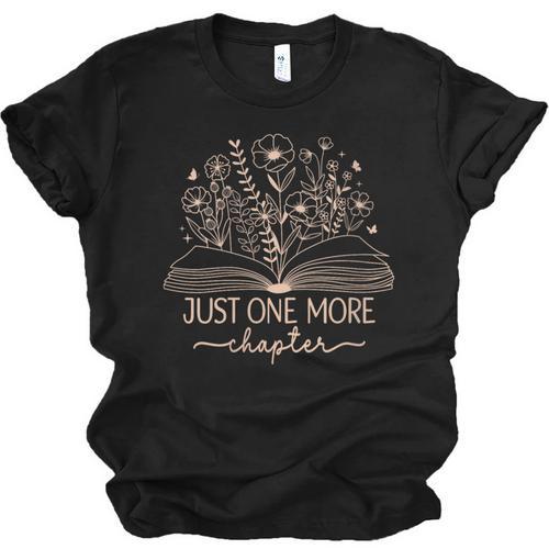 Just One More Chapter Bookish Book Reading Teal Beige Unisex Jersey T-Shirt - Bookorys AU