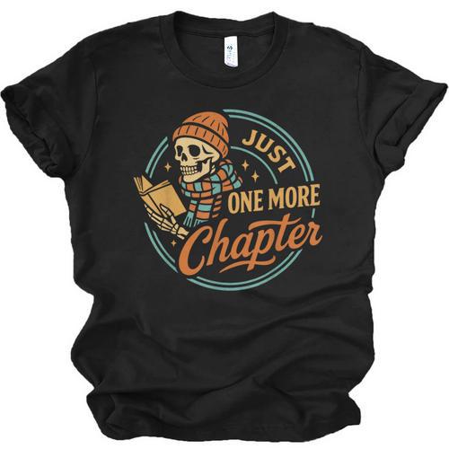 Just One More Chapter Skeleton Reading Book Scaft Beanie Unisex Jersey T-Shirt - Bookorys AU