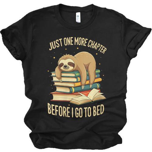 Just One More Chapter Sloth Sleeping On Books Reading Unisex Jersey T-Shirt - Bookorys CA