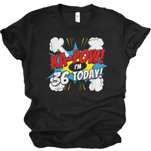 Ka-Pow 36 Years Old Comic Book 36th Birthday Super Hero Unisex Jersey T-Shirt - Bookorys