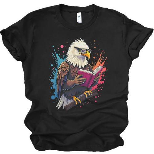 Kawaii Eagle Reads Book Reading Library Book Bookworm Unisex Jersey T-Shirt - Bookorys