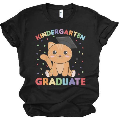 Kids Kindergarten Graduate Cat Graduation Unisex Jersey T-Shirt - Best Gift Smart