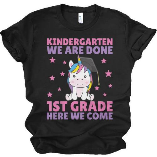 Kids Kindergarten Graduate Unicorn Graduation Unisex Jersey T-Shirt - Best Gift Smart