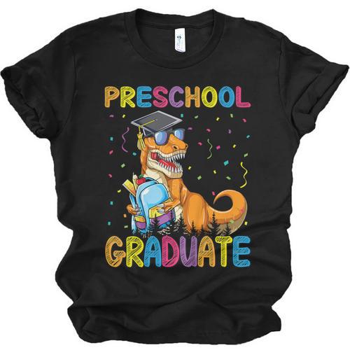 Kids Preschool Graduate Dinosaur Trex Preschool Graduation Unisex Jersey T-Shirt - Best Gift Smart