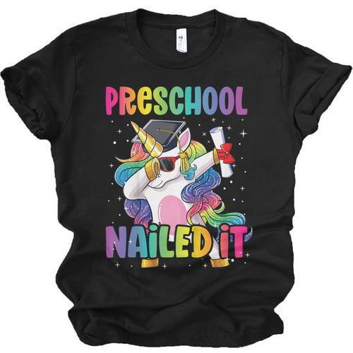 Kids Preschool Graduate Unicorn Nailed It Preschool Graduation Unisex Jersey T-Shirt - Best Gift Smart