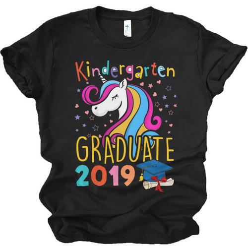Kids Unicorn Kindergarten Graduation Graduate Shirt Unisex Jersey T-Shirt - Best Gift Smart