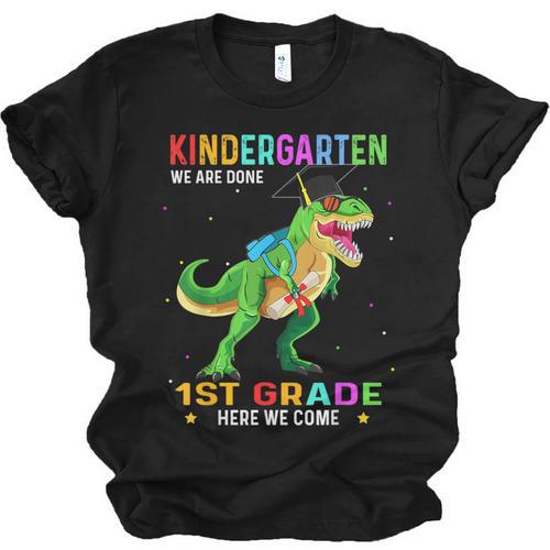 Kindergarten Graduation 1st Here We Come Class 2023 Dinosaur Unisex Jersey T-Shirt - Best Gift Smart