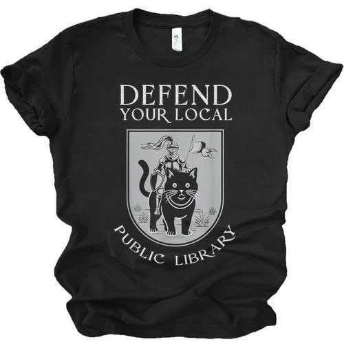 Knight Cat Defend Your Public Library Book Lover Unisex Jersey T-Shirt - Bookorys AU