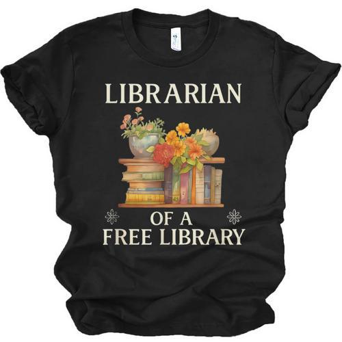 Librarian Of a Free Library Floral Book Lover Unisex Jersey T-Shirt - Bookorys DE