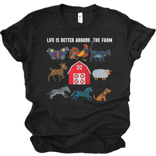 Life Is Better Around The Farm Nostalgia Trendy Unisex Jersey T-Shirt - Figerry