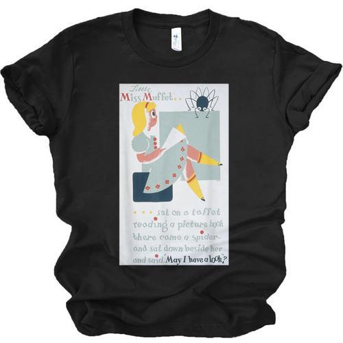 Little Miss Muffet Reading a Picture Book Unisex Jersey T-Shirt - Bookorys UK