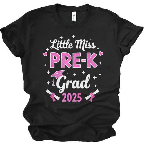 Little Miss Pre-K Grad 2025 Coquette Preschool Graduation Unisex Jersey T-Shirt - Best Gift Smart