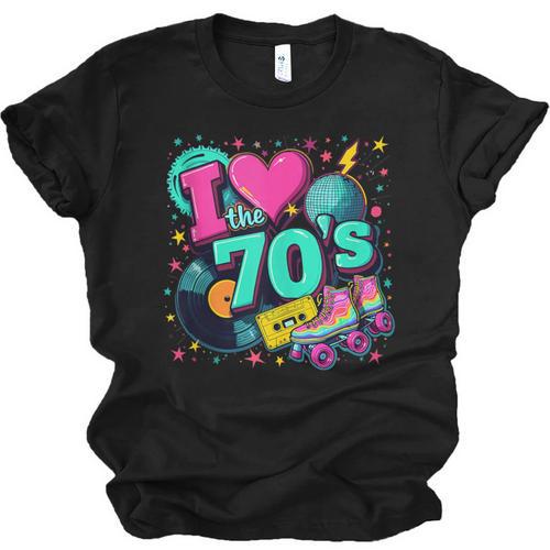 I Love The 70s Retro Cassette Roller Vinyl Disco Nostalgia Unisex Jersey T-Shirt - Figerry