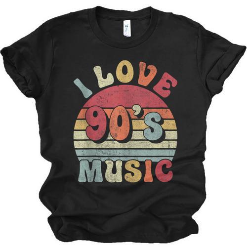 I Love 90's Music Retro Style Nostalgia Cassette 1990s Party Unisex Jersey T-Shirt - Figerry