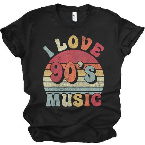 I Love 90's Music Retro Style Nostalgia Cassette 1990s Party Unisex Jersey T-Shirt - Figerry