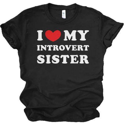 I Love My Introvert Sister I Heart My Introvert Sister Unisex Jersey T-Shirt - Raresse