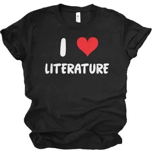 I Love Literature Heart Books Writing Reading Read Write Unisex Jersey T-Shirt - Bookorys