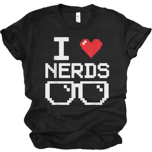 I Love Nerds I Heart Nerds For Science Book Knowledge Geeks Unisex Jersey T-Shirt - Bookorys DE