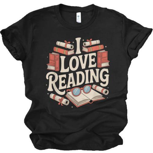 I Love Reading Books Literature Enthusiast Fun Unisex Jersey T-Shirt - Bookorys CA