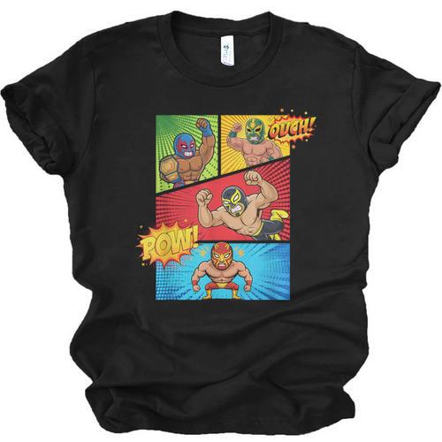 Lucha Libre Comic Book Mexican Wrestling Cartoon Wrestler Unisex Jersey T-Shirt - Bookorys