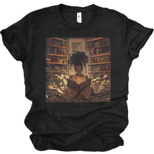 Melanin Afro Women Educated Reading Book History Unisex Jersey T-Shirt - Bookorys CA