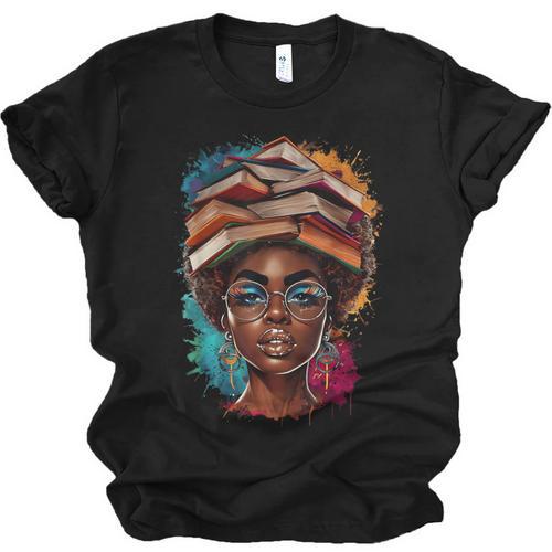 Melanin Girl Afro Book Lover Librarian Teacher Student Unisex Jersey T-Shirt - Bookorys DE