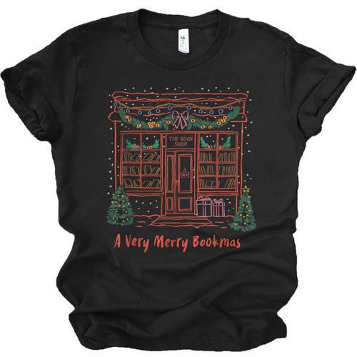 A Very Merry Bookmas Cozy Christmas Bookstore Holiday Cute Unisex Jersey T-Shirt - Bookorys DE