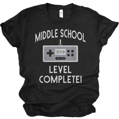 Middle School Graduation Shirt Level Complete Video Gamer Unisex Jersey T-Shirt - Best Gift Smart